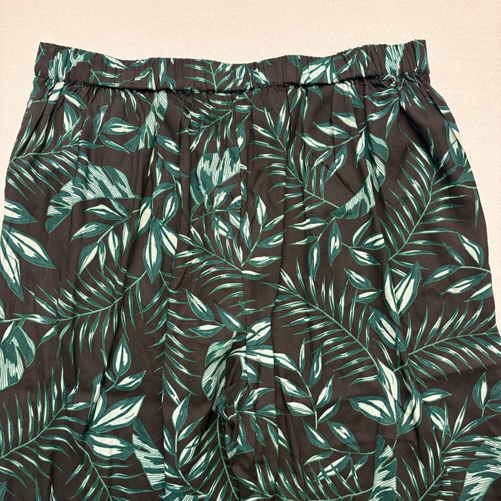 Long Tall Sally Wide Leg Pants LTS Black Green Tropical Print Trousers 18 XLONG - Picture 12 of 13